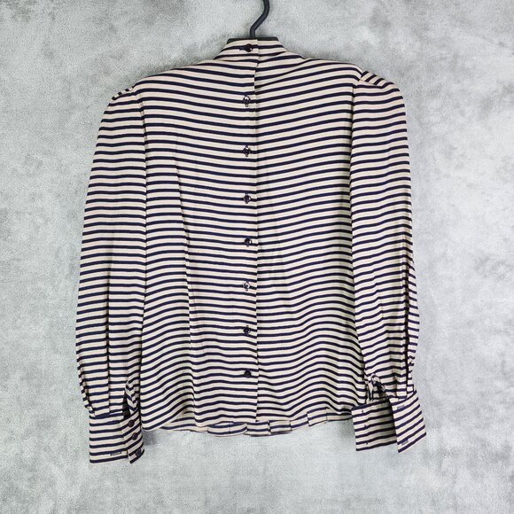 Women's Vintage Richard Warren Petites Blouse Top Striped Long Sleeve Size 8 - Picture 8 of 11
